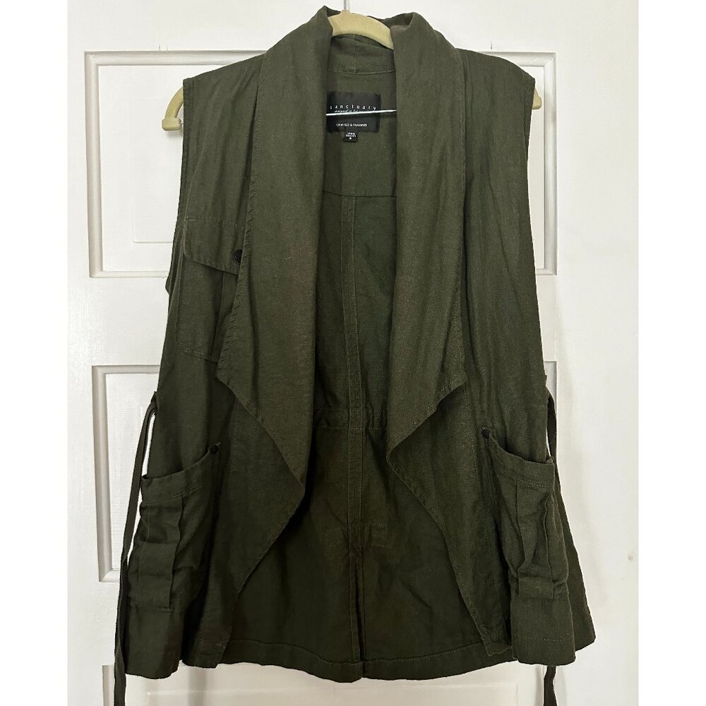 Sanctuary Linen Style Drape Vest with Pockets Size Small - Picture 2 of 5